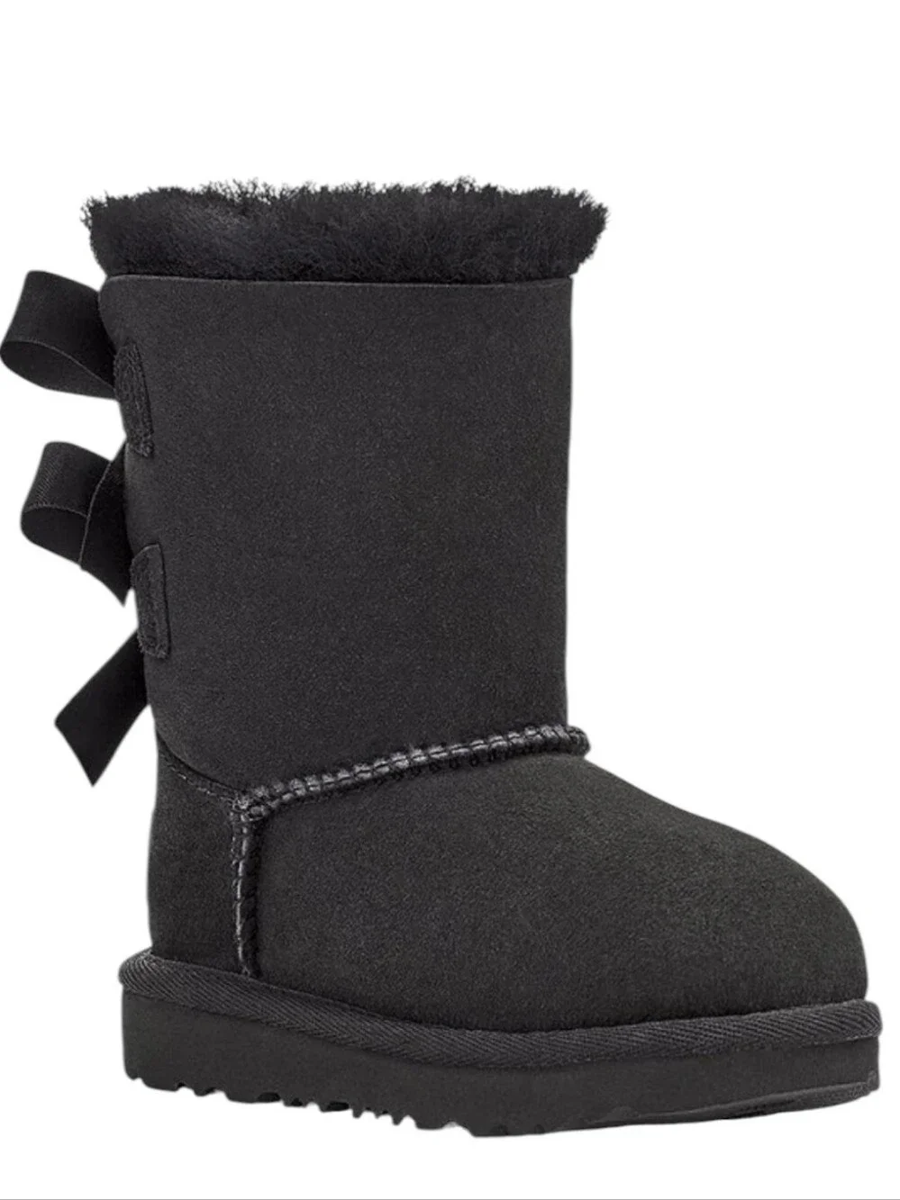 Ugg Bailey Bow II Black Genuine Suede Leather Boots Girls Little Kids Size 11